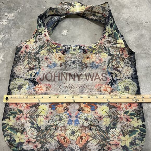 JOHNNY WAS Reusable Shopping Bag Tote California Floral Butterly NYLON - Picture 4 of 5